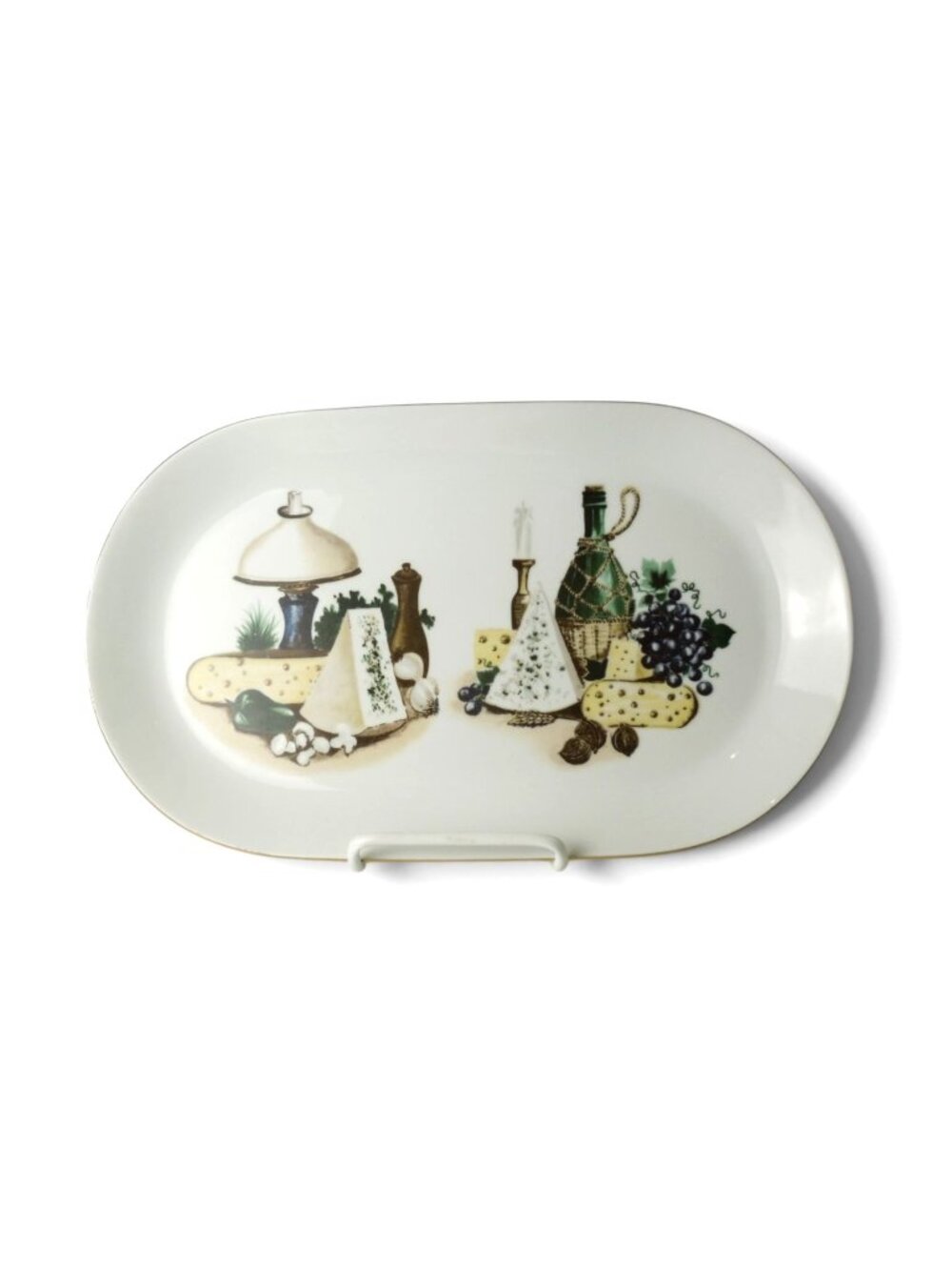 Vintage Kahla GDR Oval Serving Platter Candle Cheese Grapes Wine 13x8"